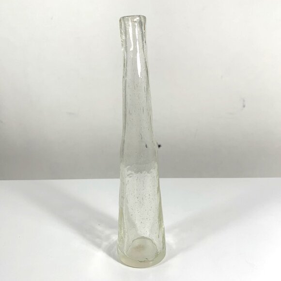 Handblown Clear Glass Bud Vase Organic Textured Surface Slim Tapered Neck - Picture 1 of 7